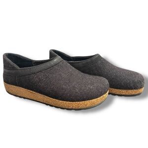 Haflinger GZH Grizzly Wool Felt Closed Back Clog Unisex EU 37 Cork Sole